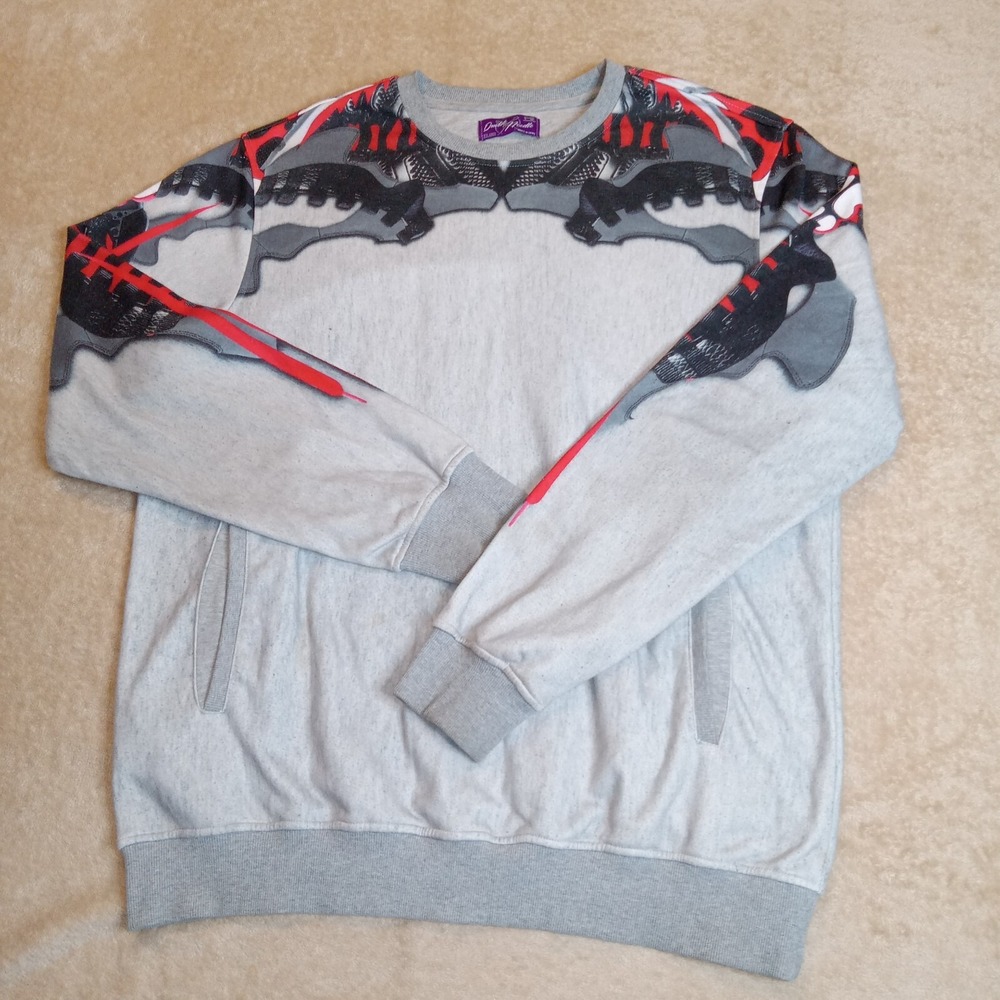 Double Needle Men's Vintage Long Sleeve Sweatshirt‎ Gray 2XL